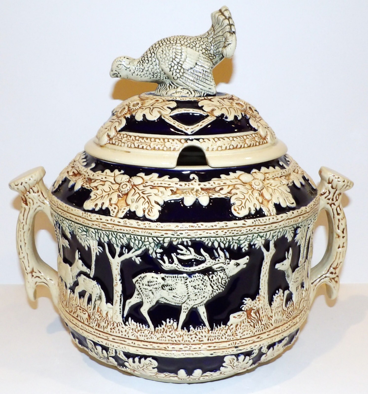 RARE VINTAGE MARZI & REMY GERMAN STONEWARE TURKEY CIDER/WINE/PUNCH TUREEN & LID RARE VINTAGE MARZI & REMY GERMAN STONEWARE TURKEY CIDER/WINE/PUNCH TUREEN & LID