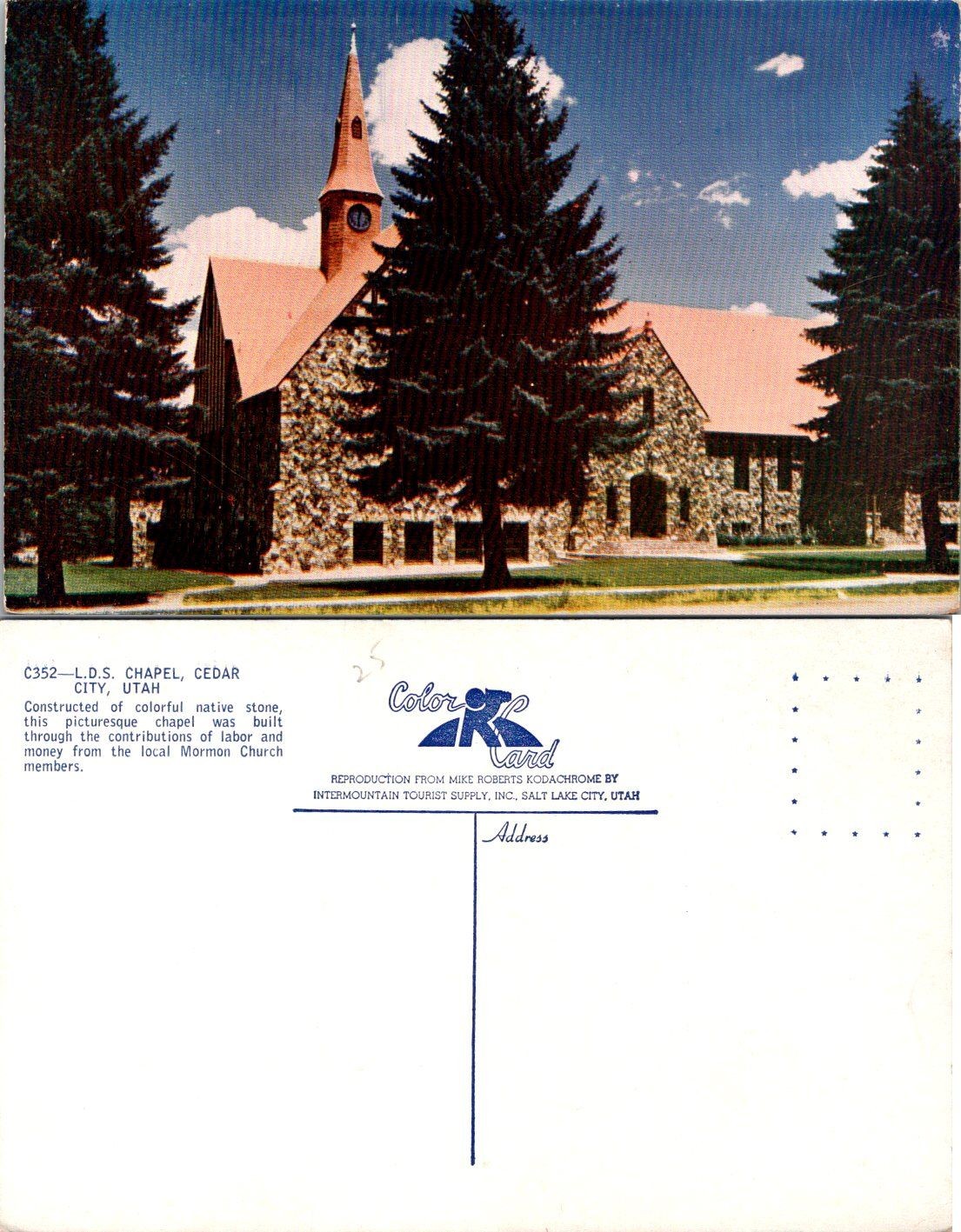 LDS Chapel Cedar City Utah Vintage Postcard C352 Color Native Stone Unposted LDS Chapel Cedar City Utah Vintage Postcard C352 Color Native Stone Unposted