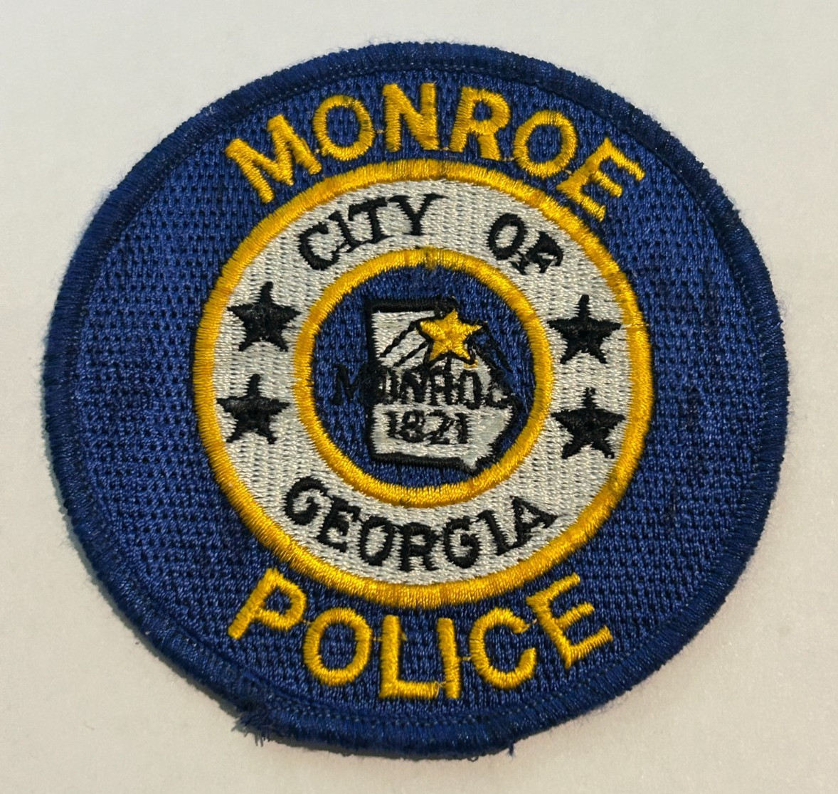 Vintage Monroe Georgia Police Blue Border Patch Unused