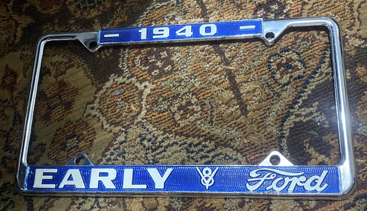 Vintage 1940 Early V8 Ford License Plate Frame