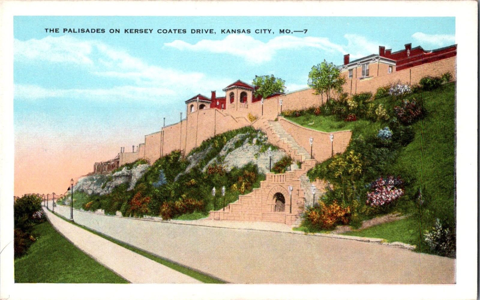 The Palisades Kersey Coates Drive Kansas City Missouri WB Postcard The Palisades Kersey Coates Drive Kansas City Missouri WB Postcard