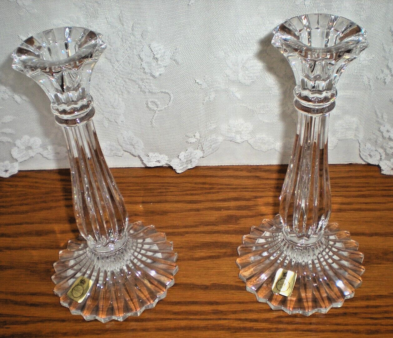 BLEIKRISTALL TALL TAPPER CANDLESTICK HOLDERS, Germany, Vintage 24% Lead Crystal