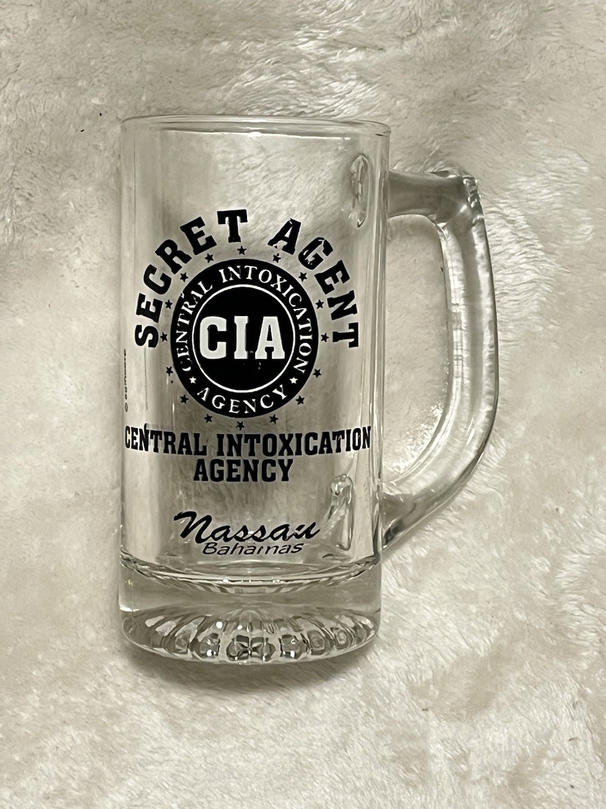 Funny Central Intoxication Agency CIA Beer Stein Mug Glass Nassau Bahamas 5.5\
