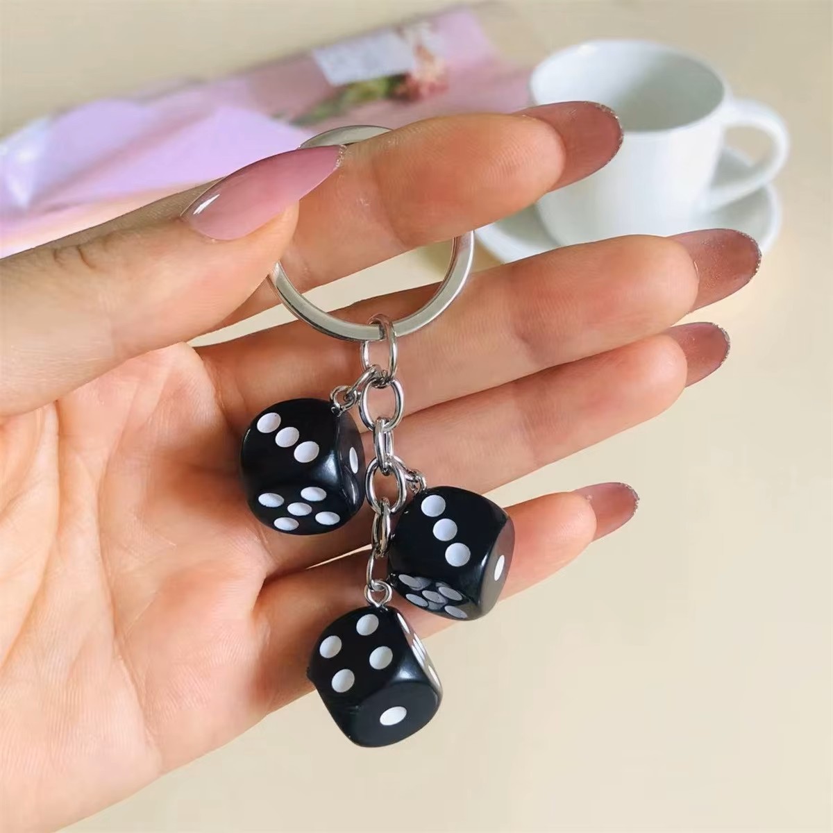 Lucky Dice Keychain with 3 Dice Charms – Fun Novelty Gift for Gamers & Cars Lucky Dice Keychain with 3 Dice Charms – Fun Novelty Gift for Gamers & Cars