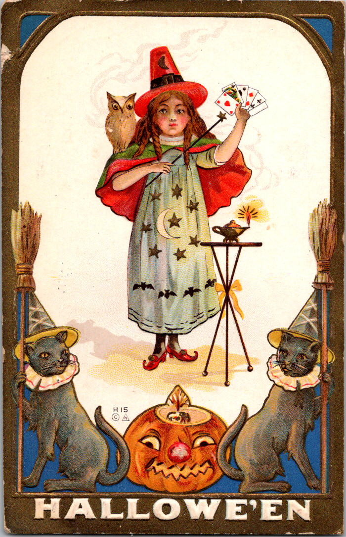 Antique Halloween Postcard ~Fortune Teller or Magician  ~Nash H-15 ~ Mailed 1912