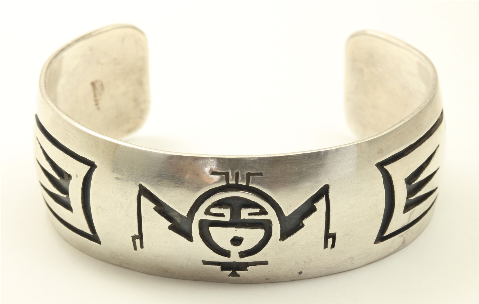 Vintage Navajo Willie Yazzie Sterling Silver Overlay Cuff Bracelet 30g 925