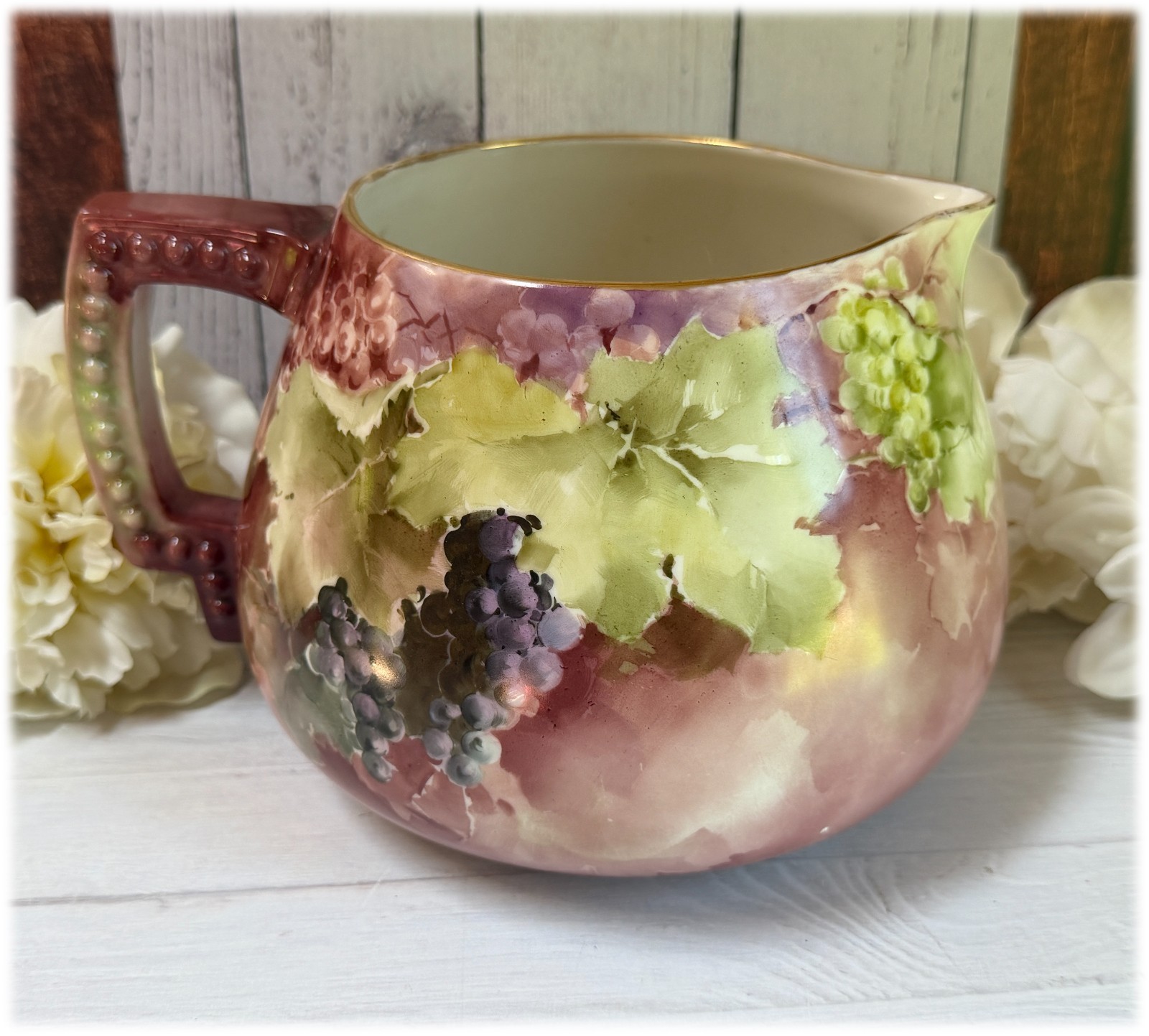 RARE Antique American Belleek Hand Painted Grapes 7 RARE Antique American Belleek Hand Painted Grapes 7