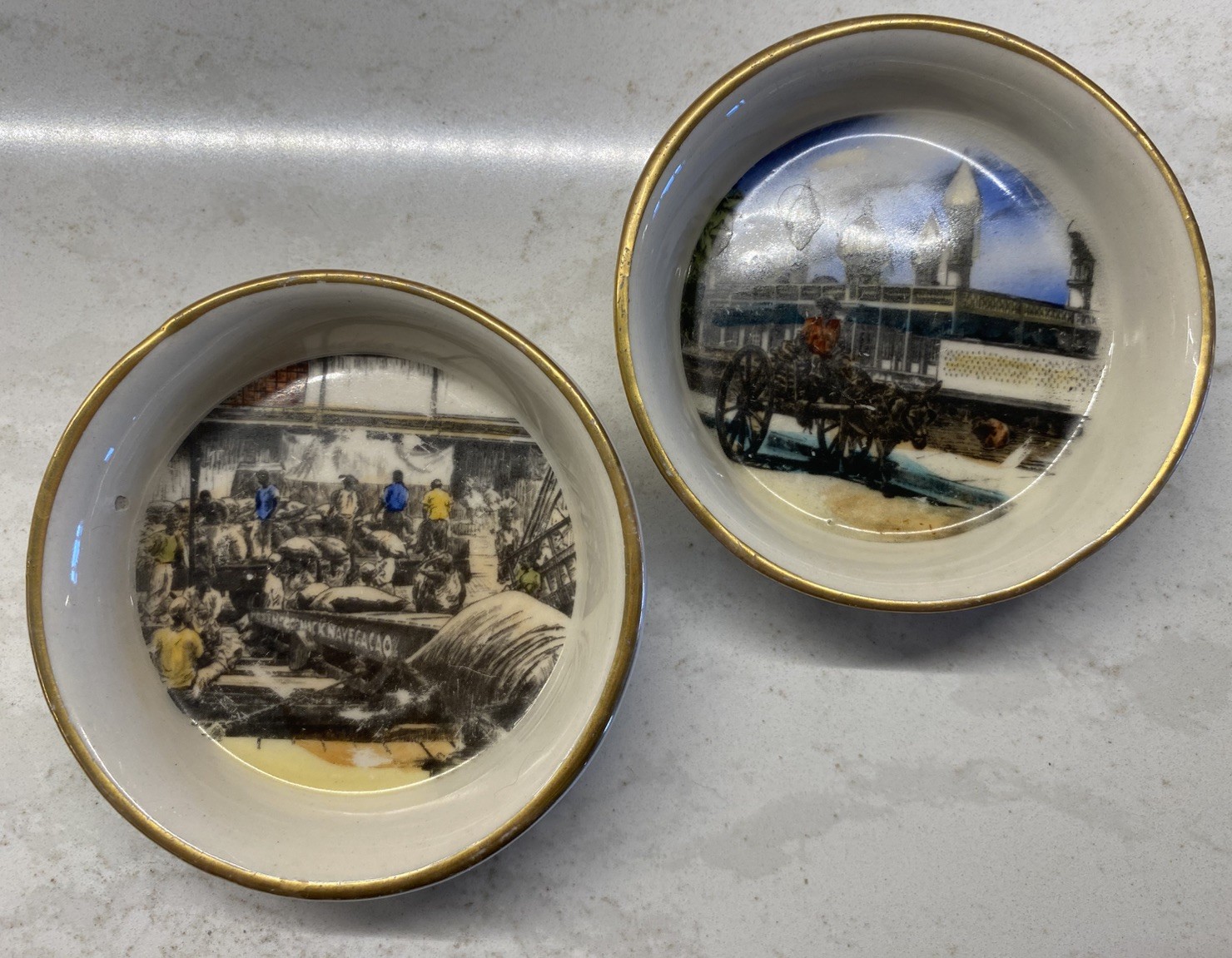 Two Delano Studios Small Souvenir Dishes For The Moore-McCormack Lines Two Delano Studios Small Souvenir Dishes For The Moore-McCormack Lines