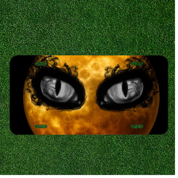 Custom Personalized License Plate Auto Tag With Moon Eyes Design Custom Personalized License Plate Auto Tag With Moon Eyes Design