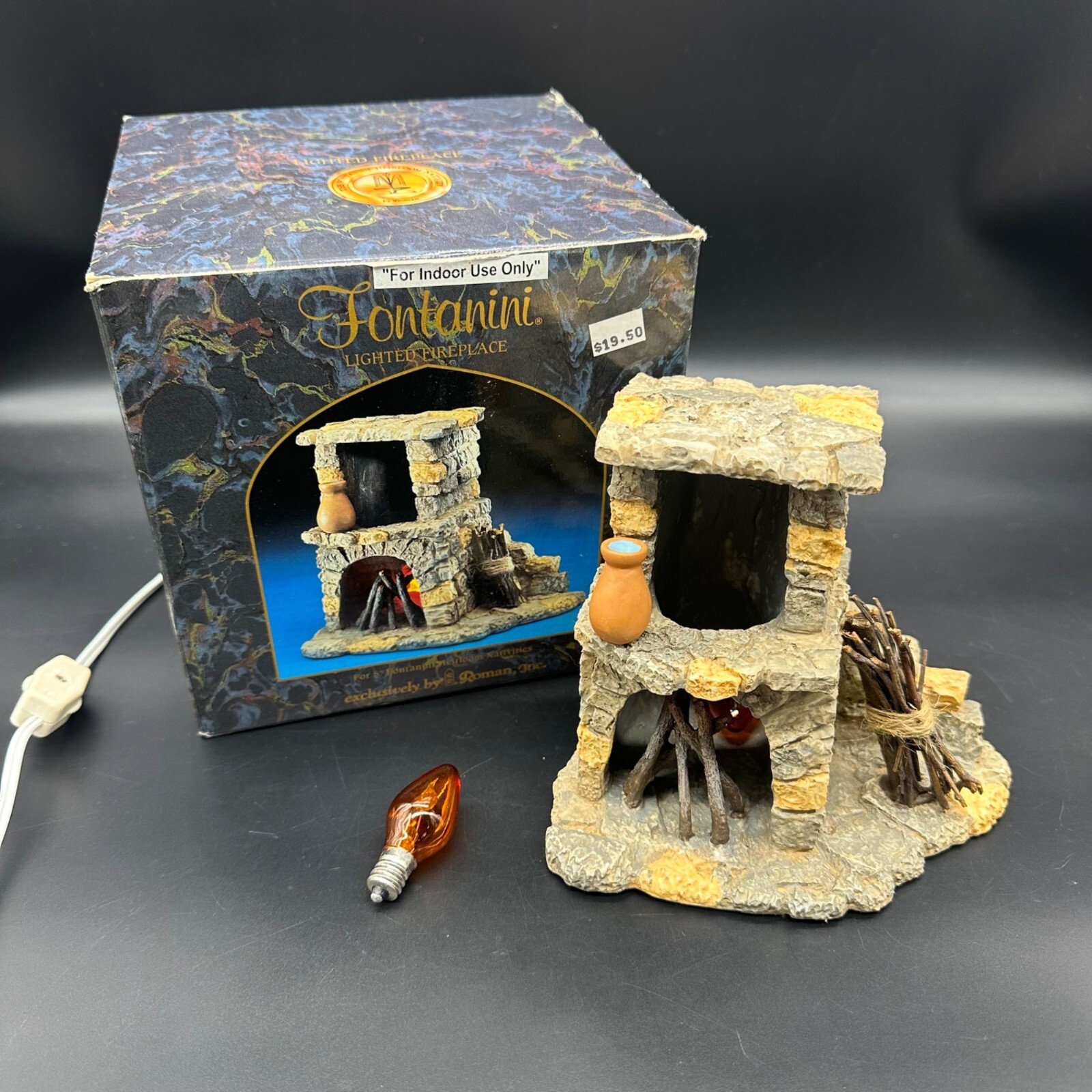Vintage Fontanini Lighted Fireplace Figurine Heirloom Nativity 1998 Flicker Fire Vintage Fontanini Lighted Fireplace Figurine Heirloom Nativity 1998 Flicker Fire