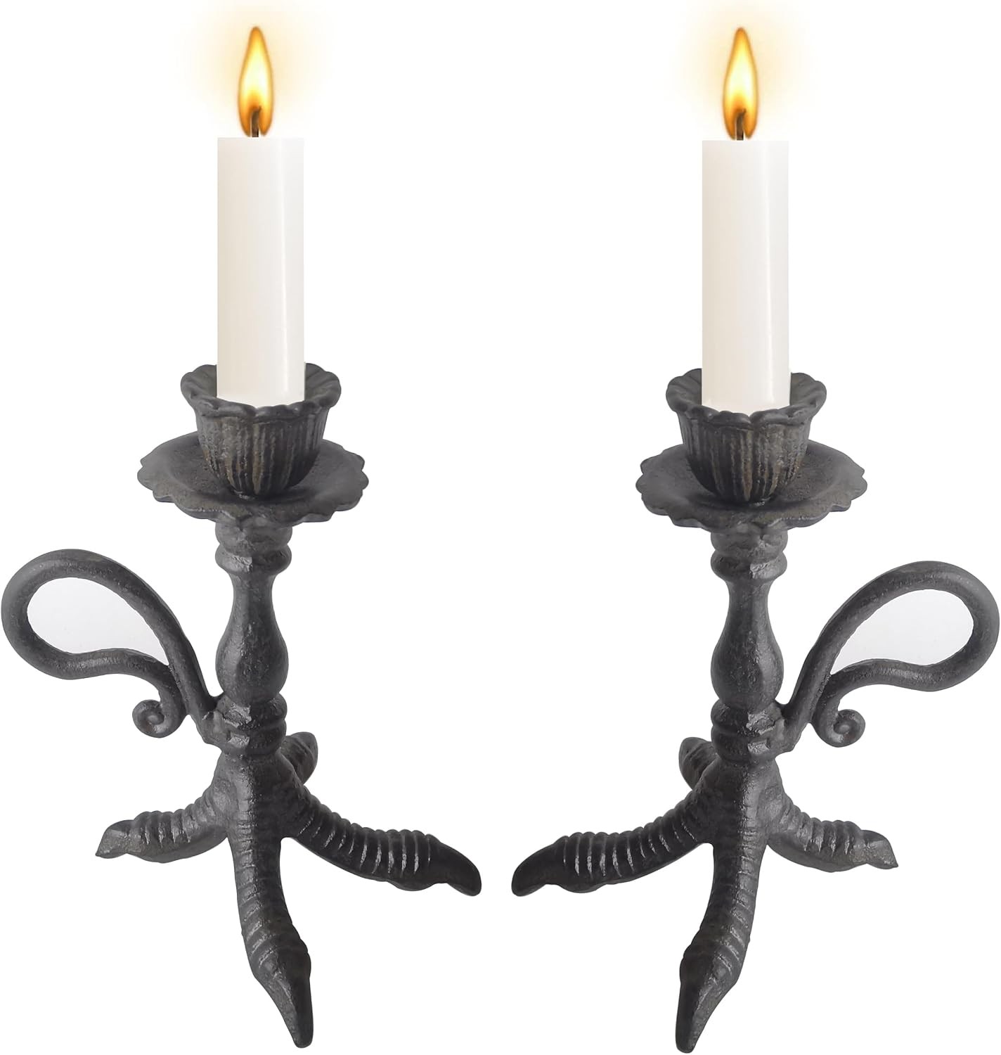 Claw Foot Candlestick Holders - Feet 5.25x4.0x5.6 High Inches, Vintage Brown Claw Foot Candlestick Holders - Feet 5.25x4.0x5.6 High Inches, Vintage Brown