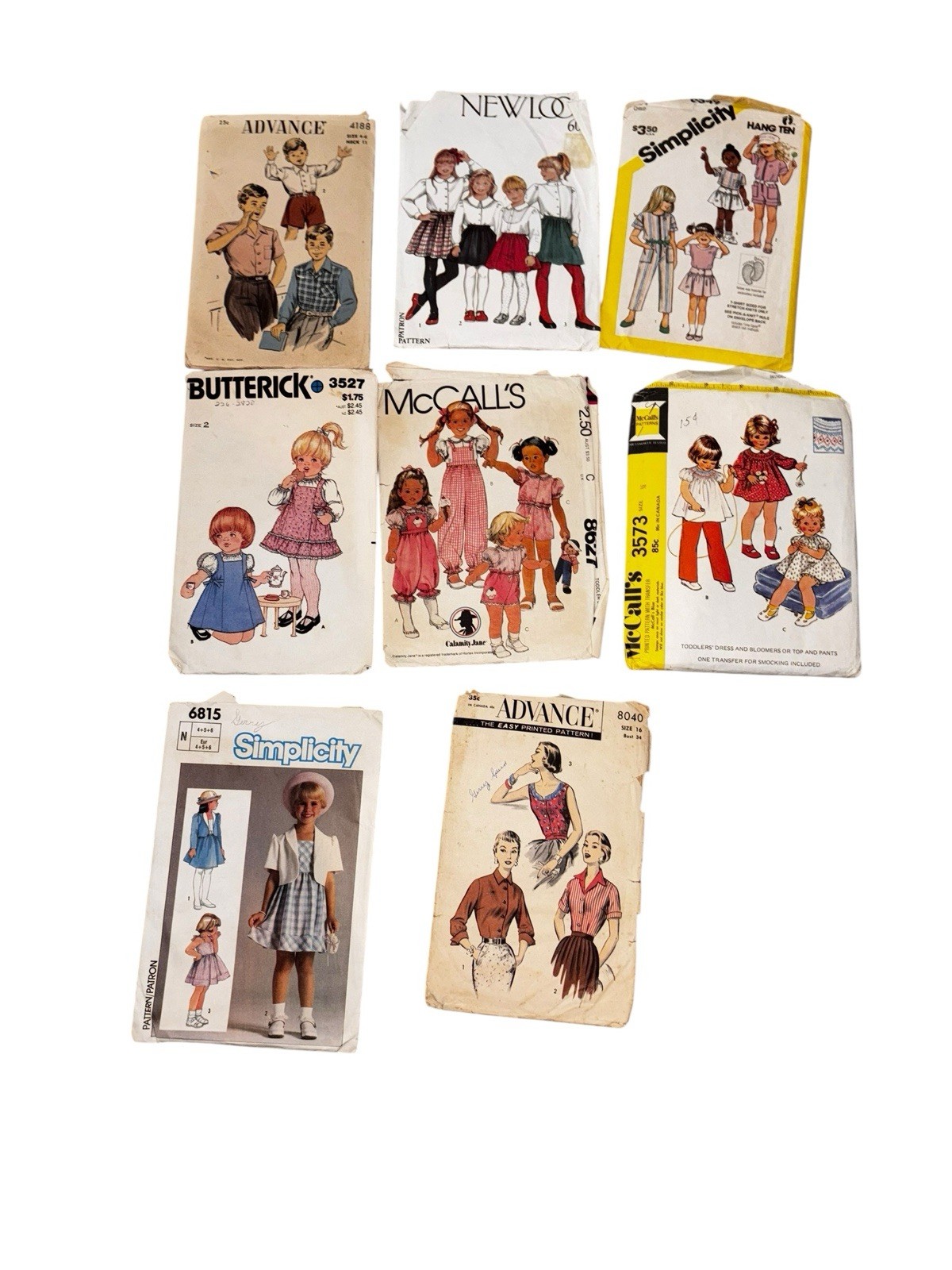 Vintage Sewing Pattern Lot Of 8 Girls Womens 1950s-1980s Butterick McCall’s