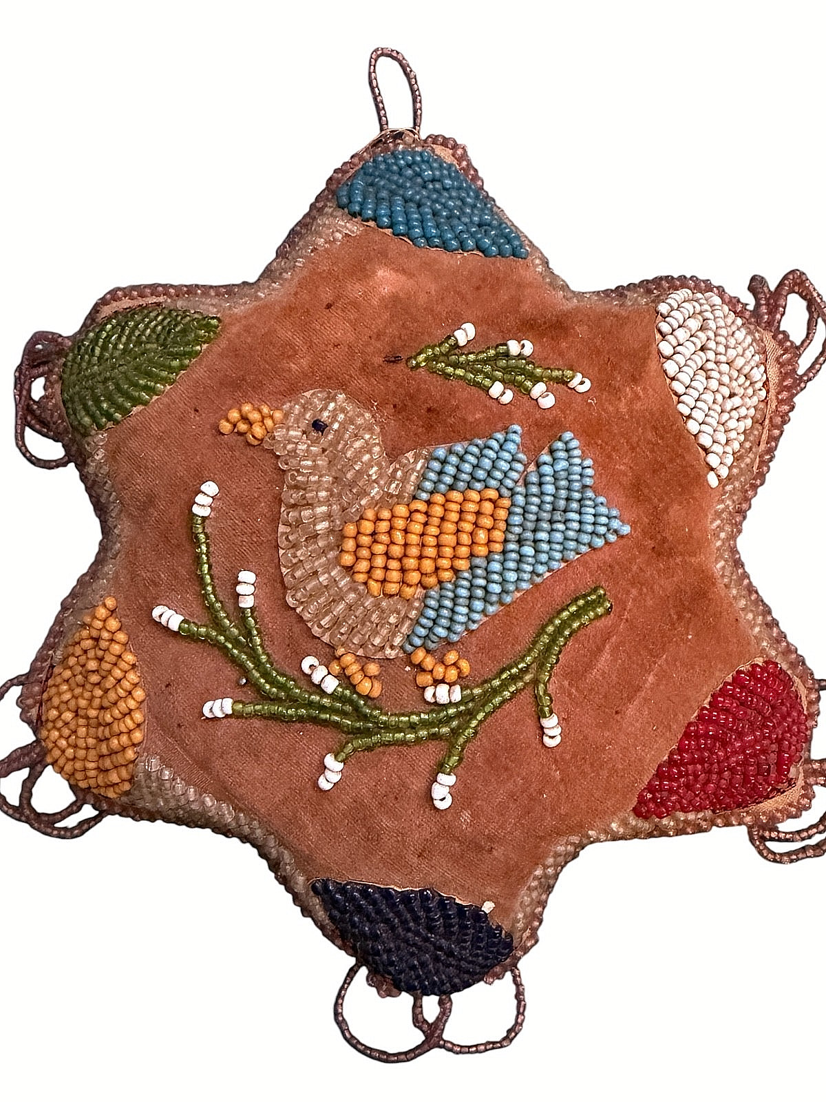 VICTORIAN NATIVE AMERICAN IROQUOIS WHIMSEY WALL PINCUSHION STAR 9” RAISED BEADS VICTORIAN NATIVE AMERICAN IROQUOIS WHIMSEY WALL PINCUSHION STAR 9” RAISED BEADS