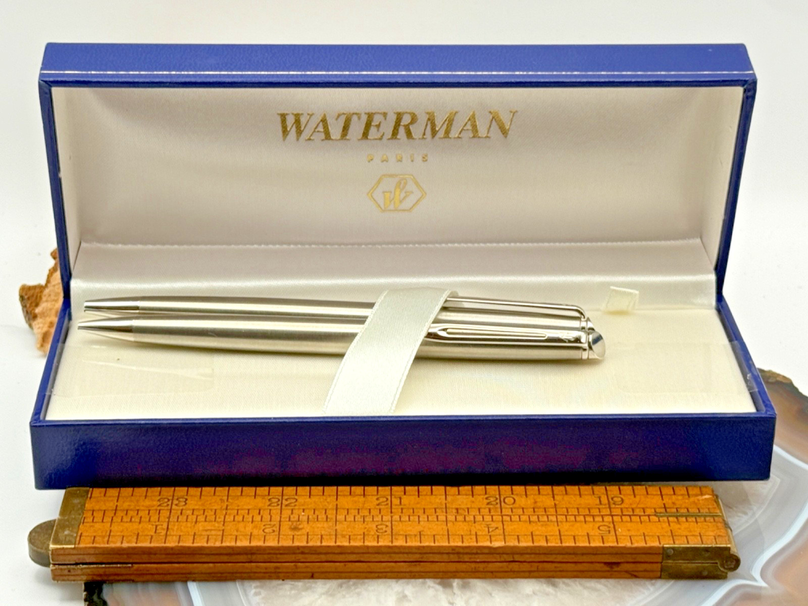 Waterman Pen & Pencil Set Chrome Unused Original box w/papers--1942.25 Waterman Pen & Pencil Set Chrome Unused Original box w/papers--1942.25