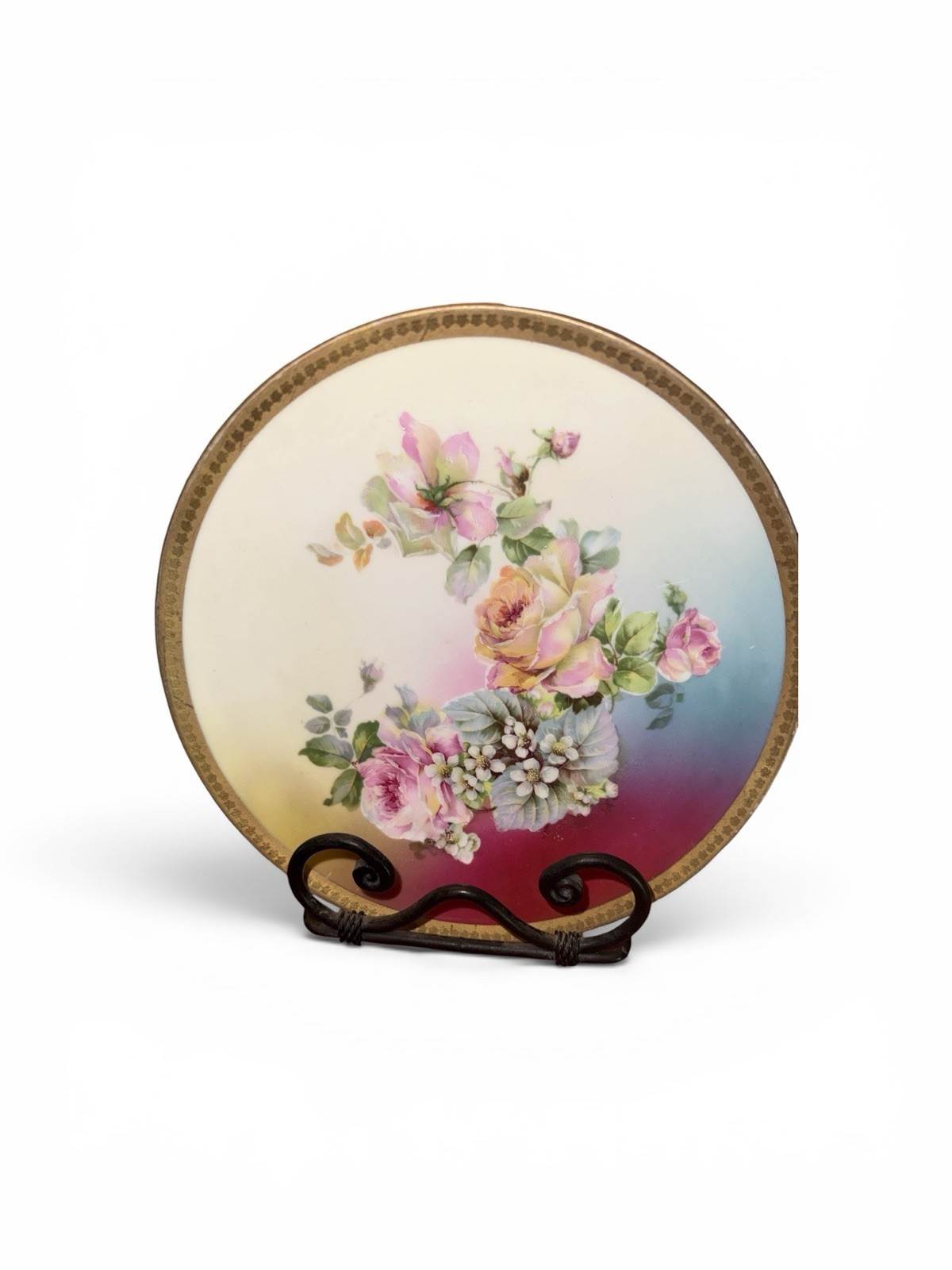 Antique Gold Trim Floral ALTENBURG China Germany Porcelain Cabinet Plate 9 1/2\