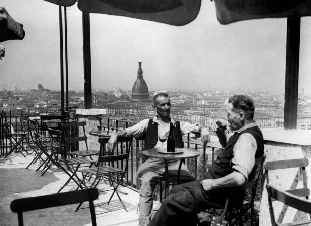 Terrace Turin City Piemonte Italy 1930-40 OLD PHOTO Terrace Turin City Piemonte Italy 1930-40 OLD PHOTO