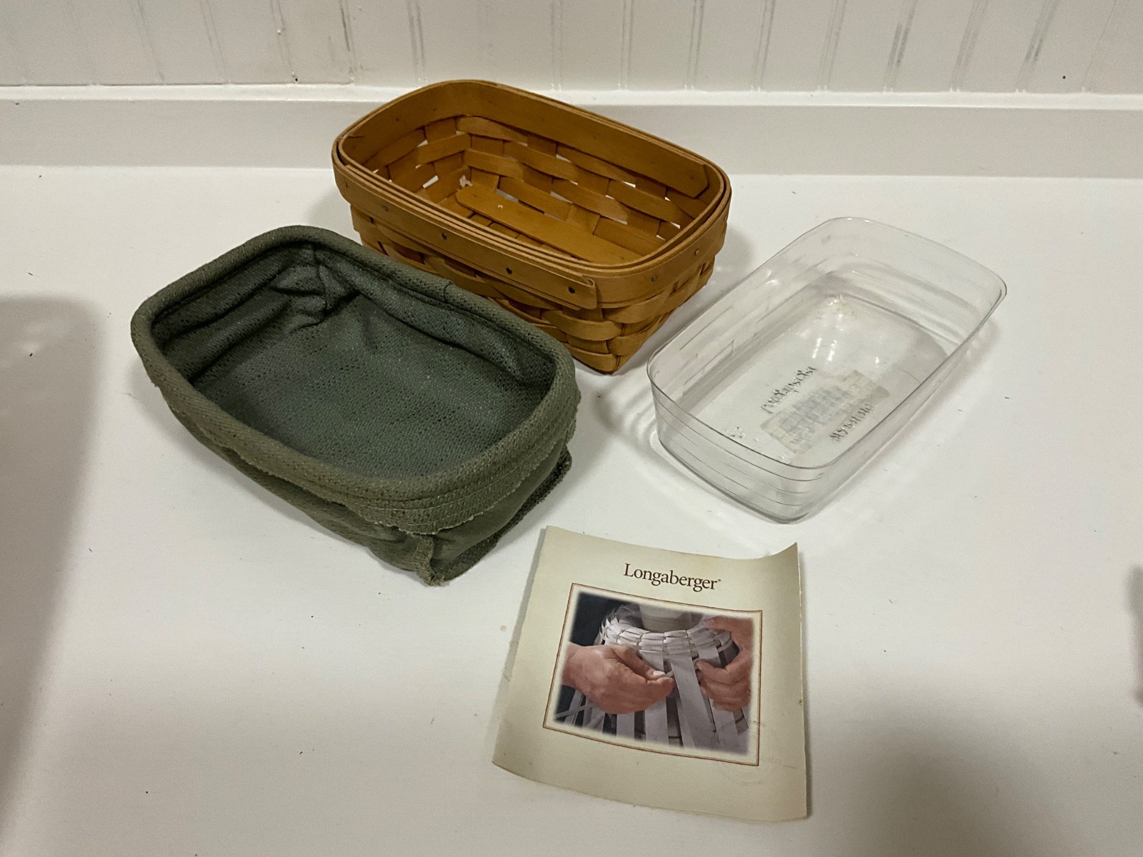 Longaberger RARE Biscuit Basket Set w/green liner & protector 2004 Set + card Longaberger RARE Biscuit Basket Set w/green liner & protector 2004 Set + card