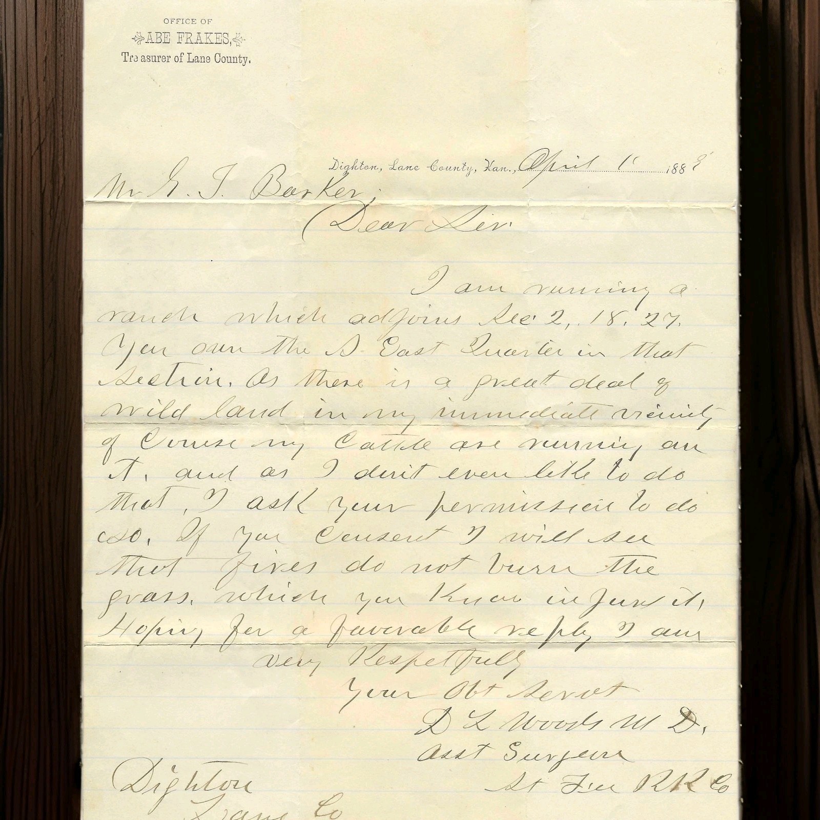 VINTAGE 1888 DIGHTON KANSAS HISTORICAL LETTER - ATCHISON TOPEKA & SANTA FE... VINTAGE 1888 DIGHTON KANSAS HISTORICAL LETTER - ATCHISON TOPEKA & SANTA FE...