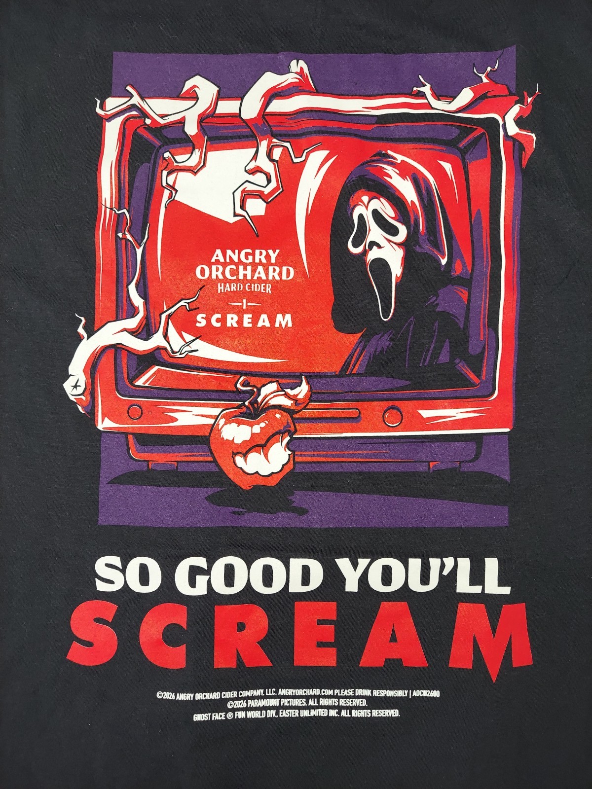 Scream x Angry Orchard Hard Cider T-SHIRT Size XL New NWOT Limited Edition 