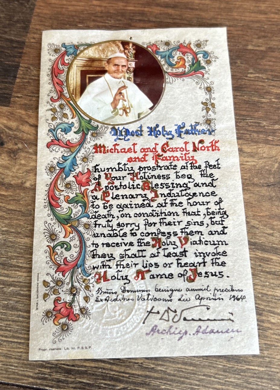 Pope John Paul VI Framed Blessing Vatican Seal Vintage 5.5” X 2.25” Pope John Paul VI Framed Blessing Vatican Seal Vintage 5.5” X 2.25”