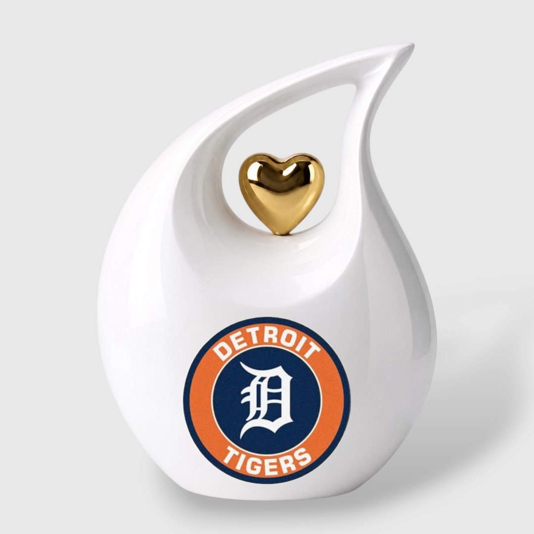 Large Metal Cremation Urn for Human Ashes Adult Detroit Tiger Teardrop Urn 10 In Large Metal Cremation Urn for Human Ashes Adult Detroit Tiger Teardrop Urn 10 In