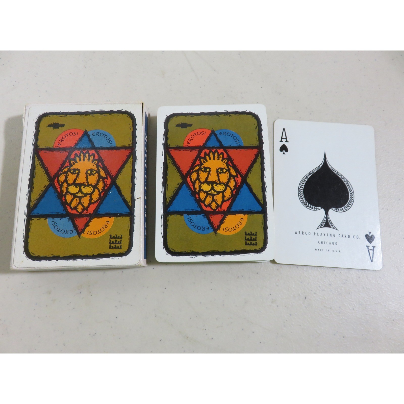 Vintage 1966 Chevrolet Fleet Pack Arrco Playing Cards Lion Graphic Psychedelic Vintage 1966 Chevrolet Fleet Pack Arrco Playing Cards Lion Graphic Psychedelic