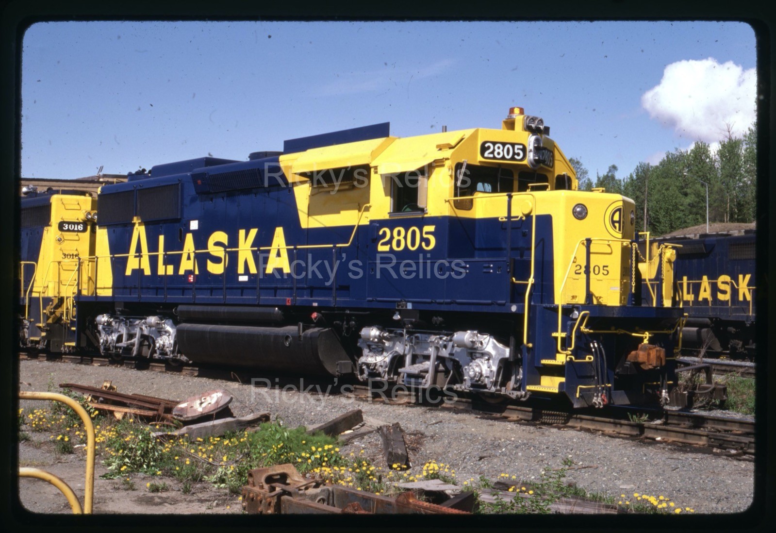 Original Slide ARR #2805 EMD GP49 Alaska RR 1985 Anchorage AK NEW