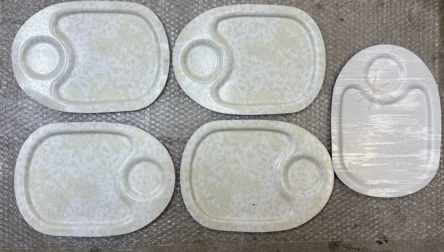 Vintage Boeing Airplane WINDOW PUNCH OUT Aluminum Tray Lot Of 5