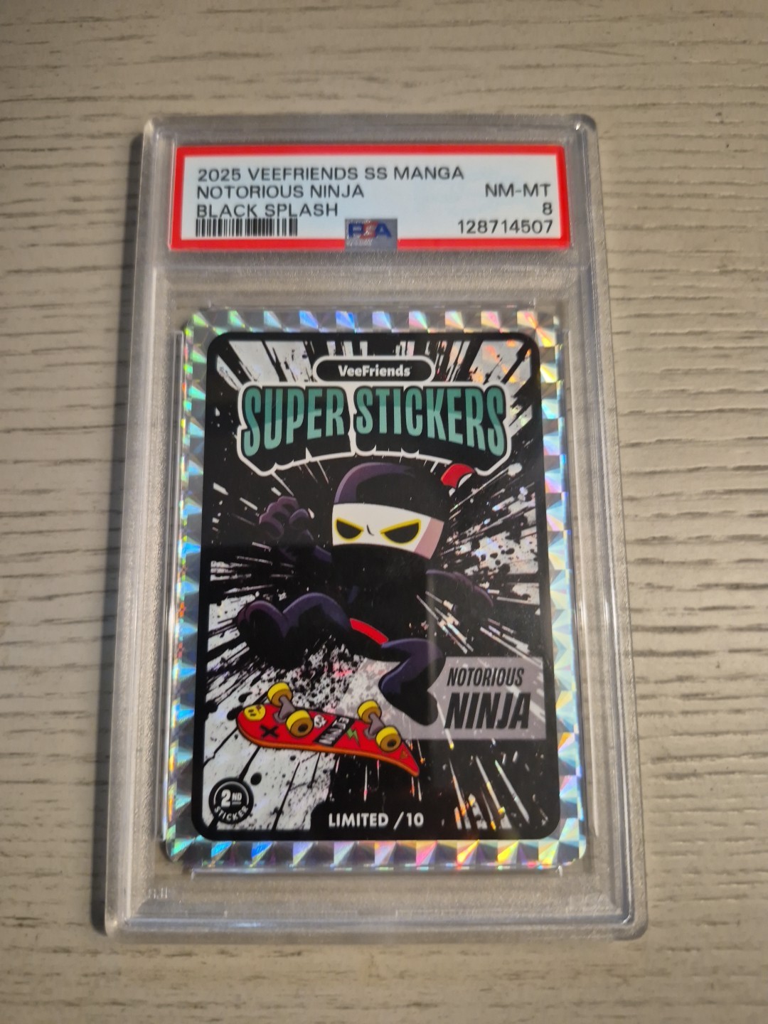 2025 VeeFriends SS Manga Notorious Ninja Black Splash Limited/10 Psa Nm-Mt 8