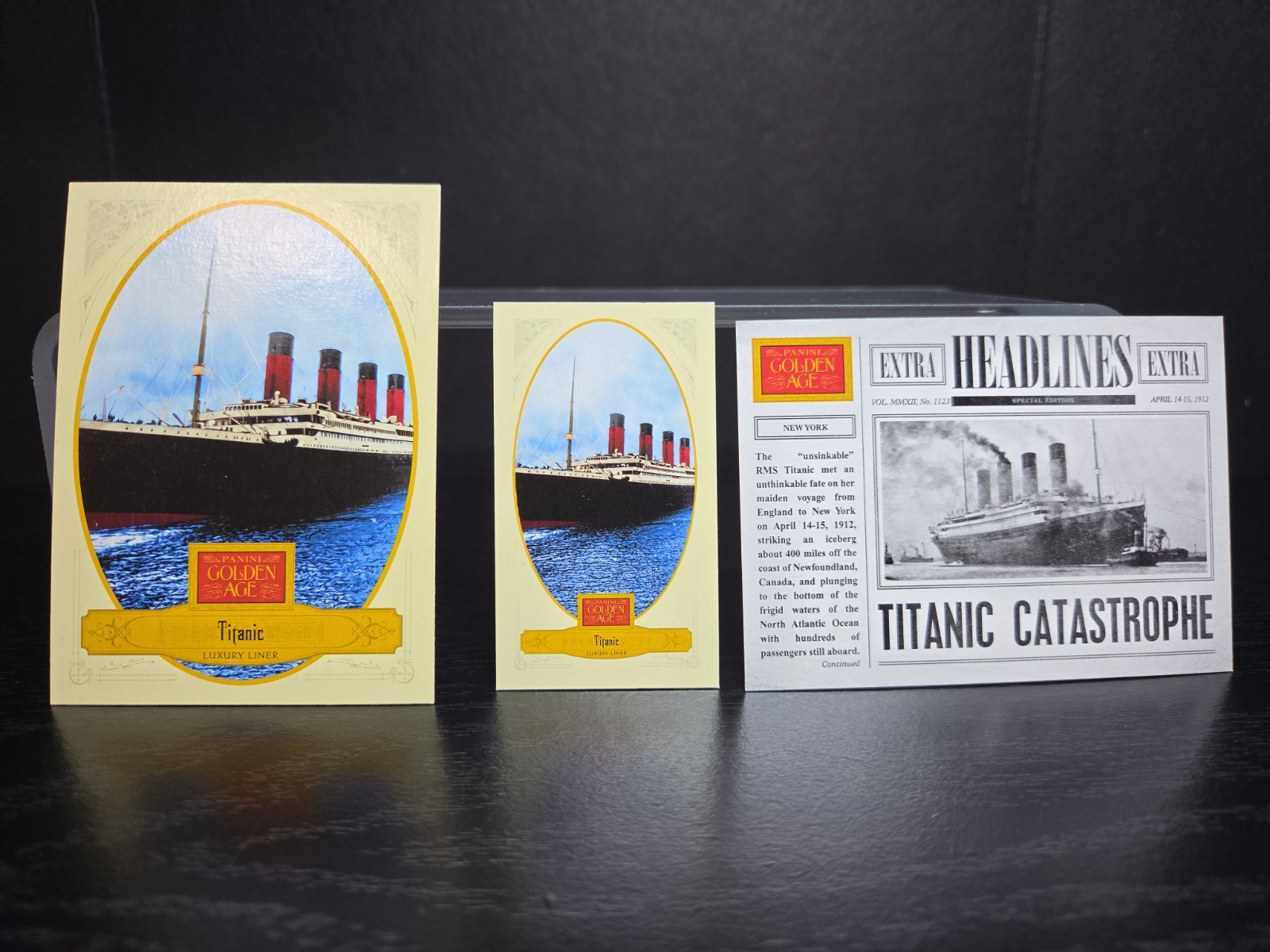 2012 Panini Golden Age Titanic Lot of 3 Base Headlines & Ty Cobb Back Mini $9.99