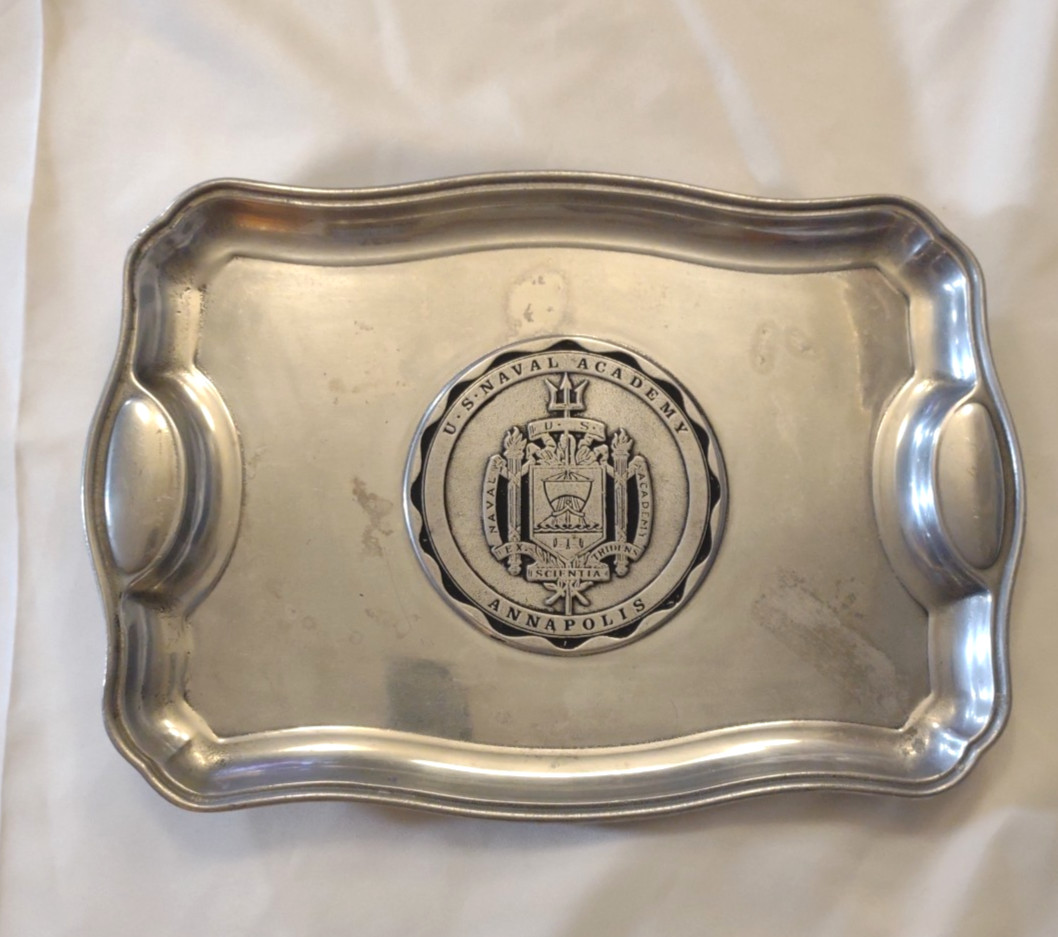 Vintage U.S. Naval Academy Metal Rectangular Serving Tray Platter