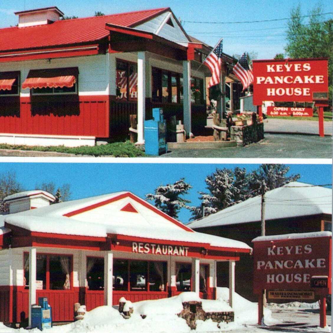 Vintage 1980s Keys Pancake House Restaurant Main St Old Forge New York Postcard