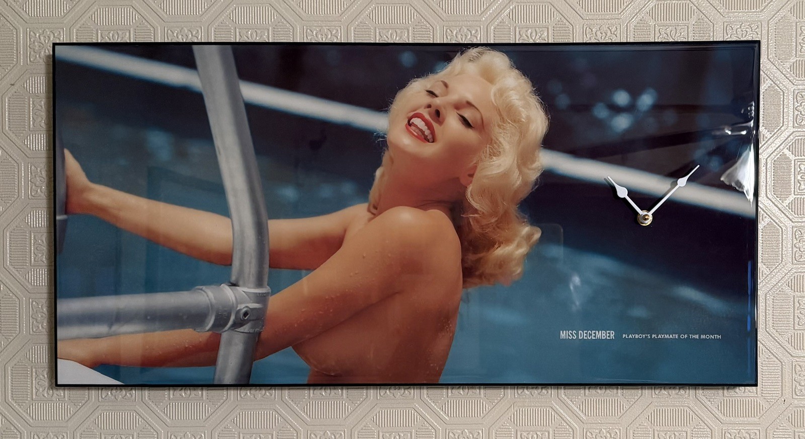 Playboy Playmate Wall Clock Miss December 1956 Lisa Winters PMOY 1957 25”X 12”