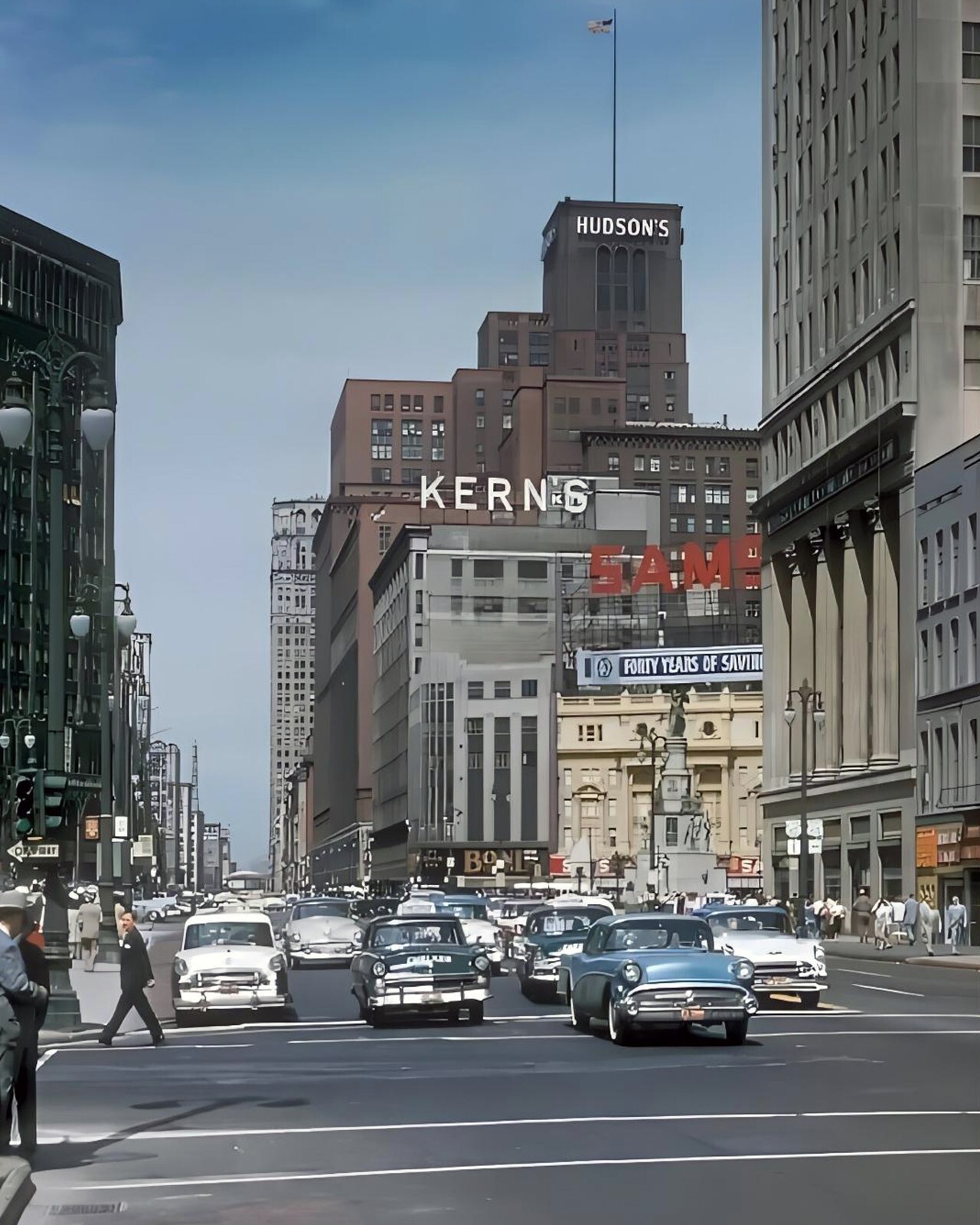 1950s Detroit Woodward Hudsons Crowleys Kerns 8x10 Photo