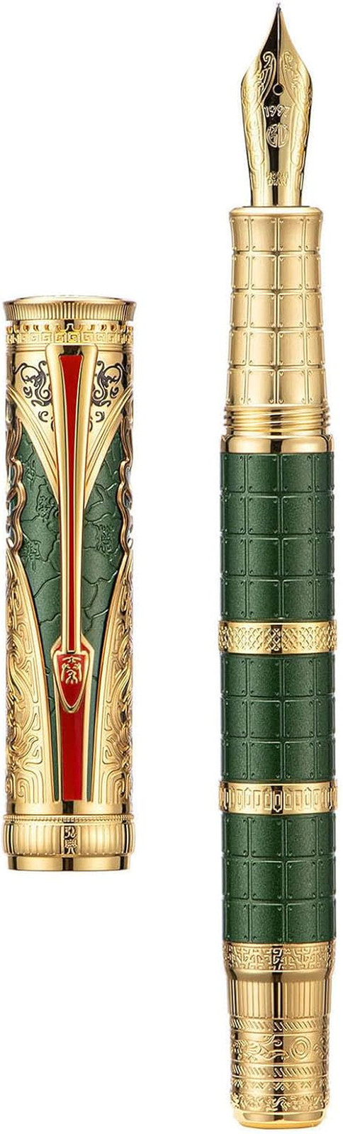 Hongdian D5X Green Fountain Pen Set with Fine Nib, Converter & Box