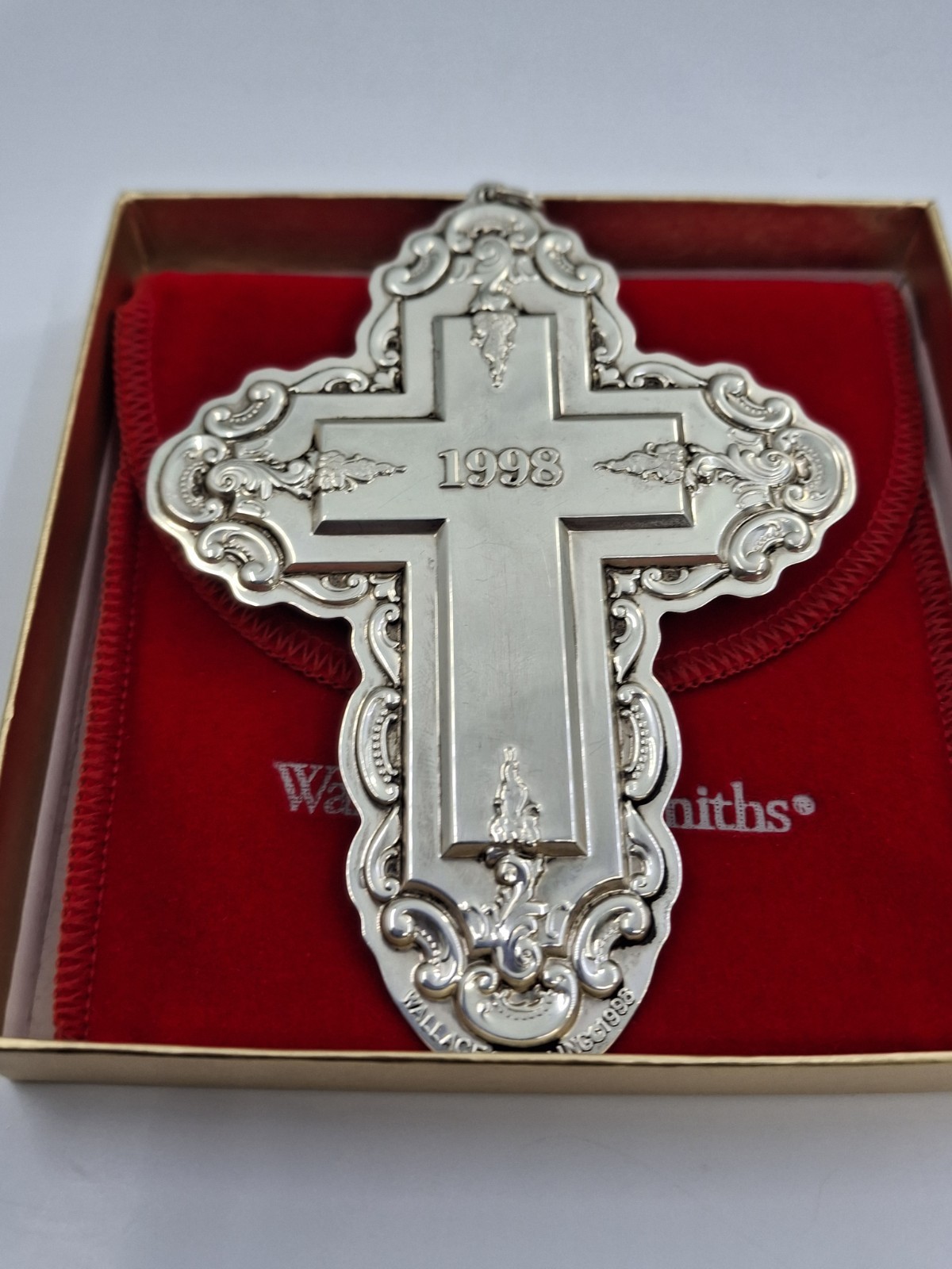 925 Vintage Wallace Sterling 1998 Baroque Cross Ornament Orig Box 22.7g 925 Vintage Wallace Sterling 1998 Baroque Cross Ornament Orig Box 22.7g