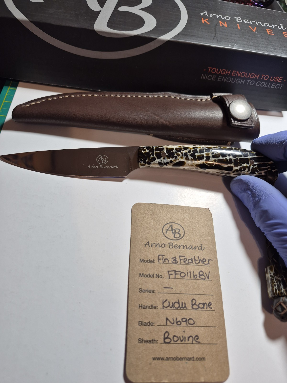 Rare Arno Bernard Kudu Bone Knife with Sheath Solingen Germany Rare Arno Bernard Kudu Bone Knife with Sheath Solingen Germany