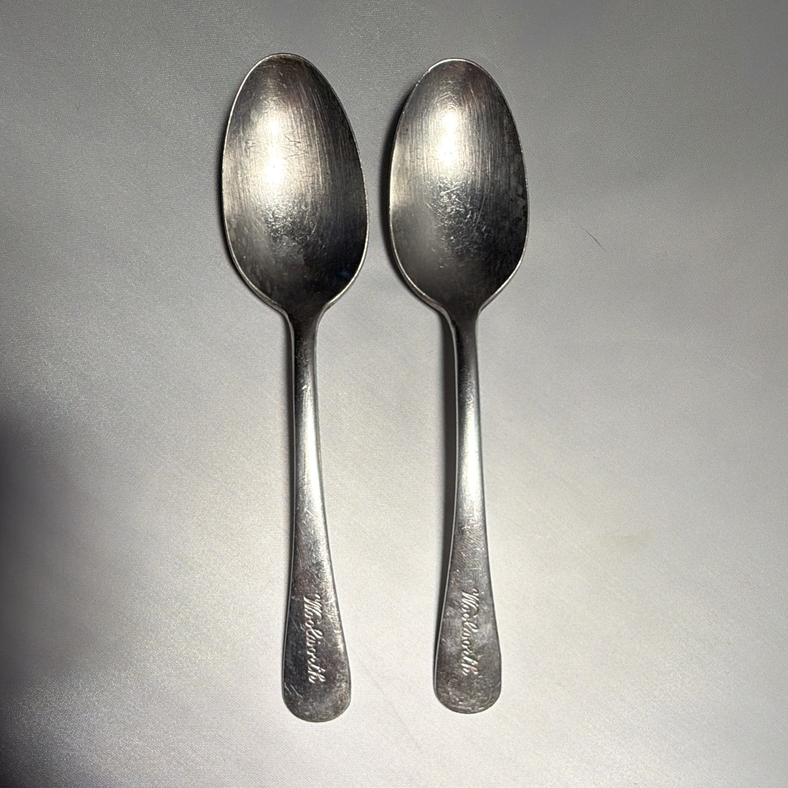 Lot of 2 Vintage Woolworth Department Store Diner Spoons Silverplate Flatware