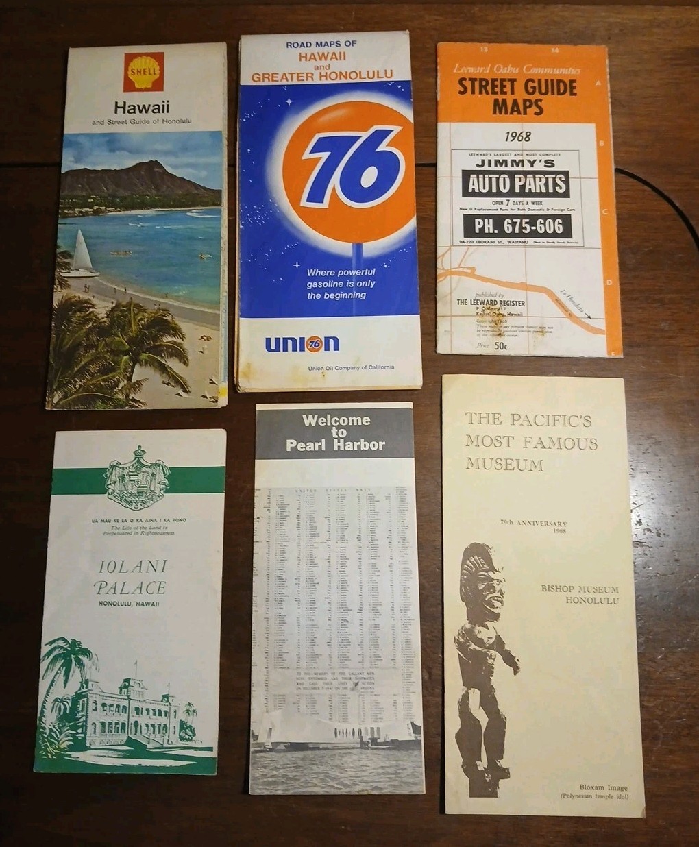 Vintage 1968 Hawaiian Islands Six Piece Maps &  Ephemera Lot