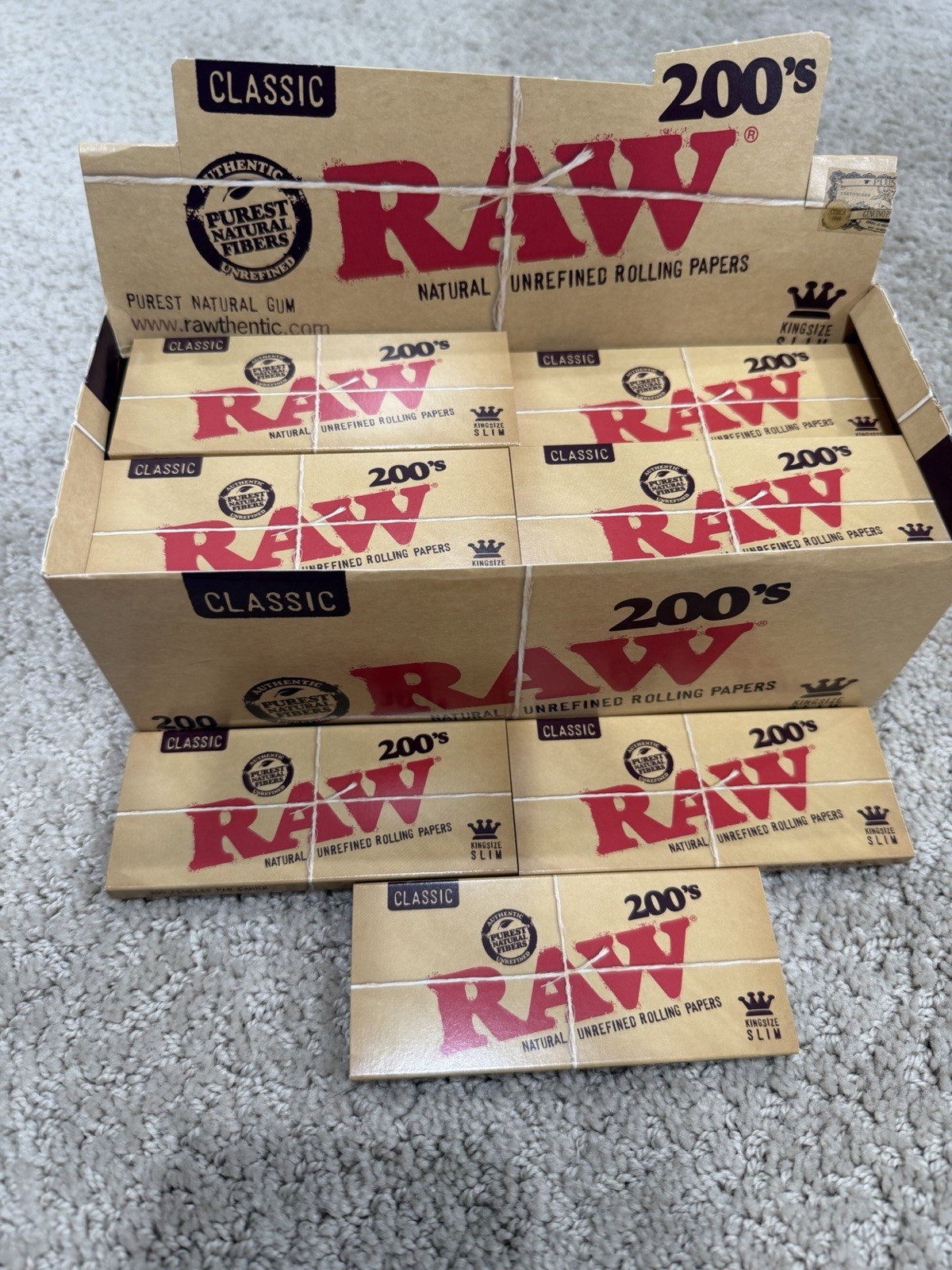 3X PACKS RAW 200's Classic KING SIZE SLIM - FLAT PACK - Uncreased Rolling papers