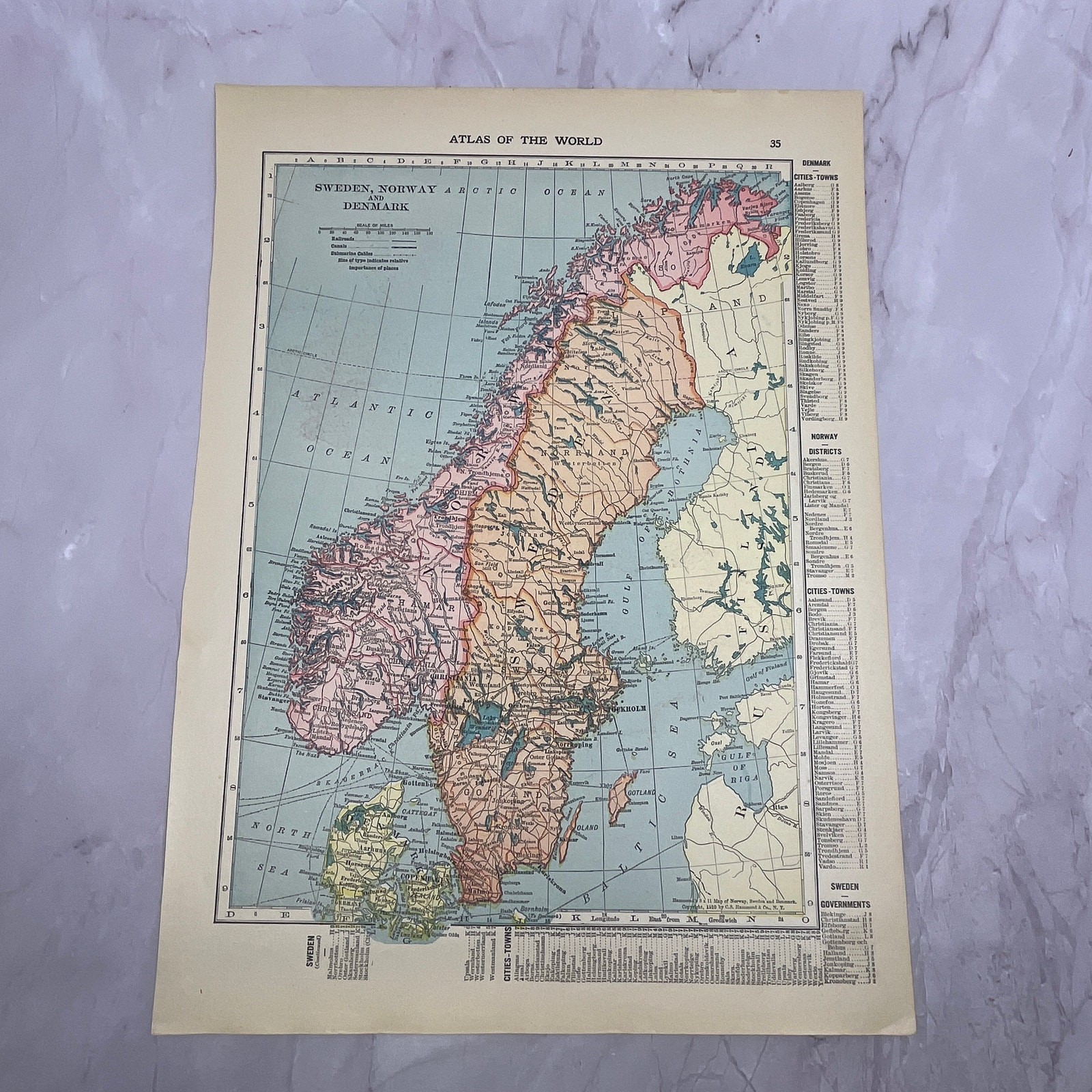 Map of Netherlands & Belgium, Sweden, Norway & Denmark Double Sided 1910 V14-7 Map of Netherlands & Belgium, Sweden, Norway & Denmark Double Sided 1910 V14-7