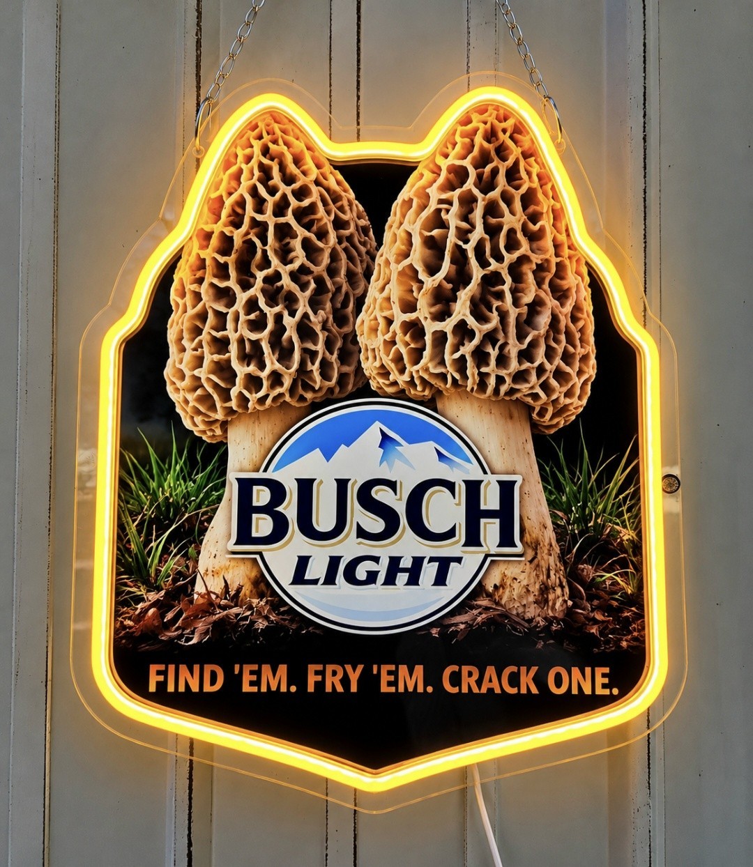 Busch Light Morel Mushroom Hunting LED Neon Sign Man Cave Bar Decor