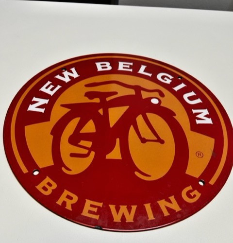 New Belgium Brewing Porcelin  Sign Fat Tire Logo-Heavy Duty Round 12\