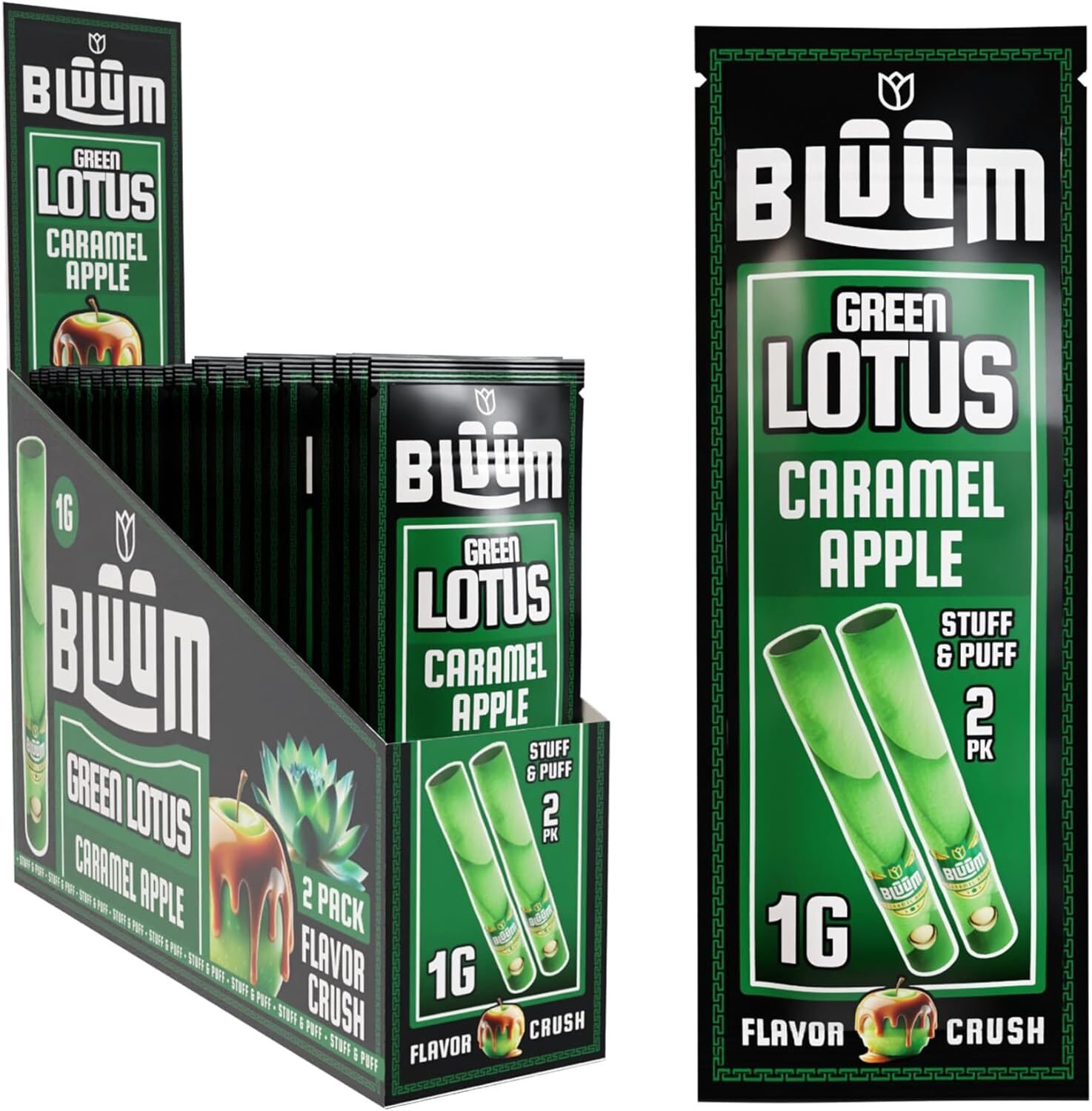 BLUUM | Green Lotus Cone | Handcrafted Flower Petal Prerolled | 10 Pk, 20 Rolls