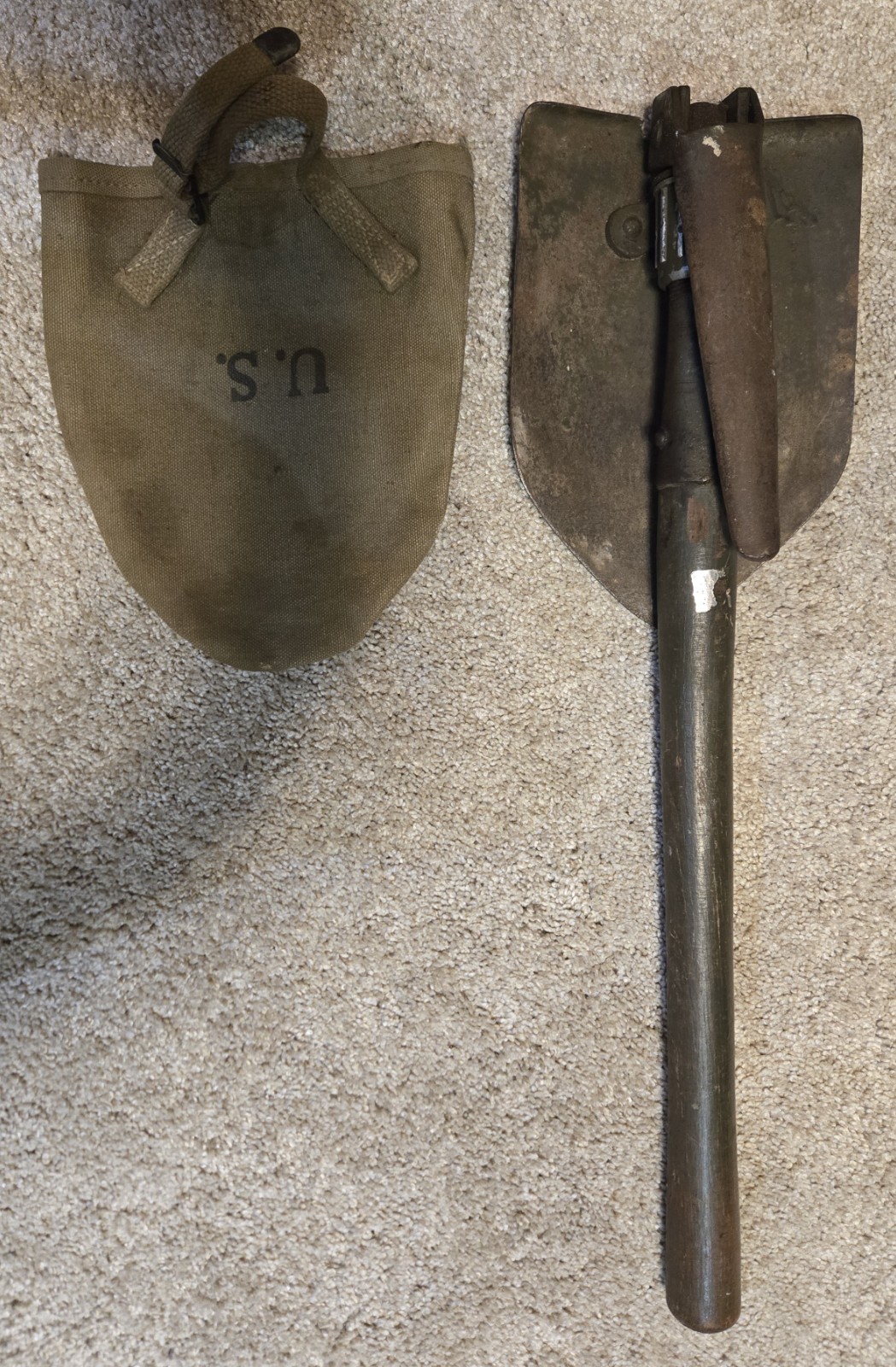 WWII US Military Shovel w/ Cover M1943 W.L. Dumas 1943 vintage