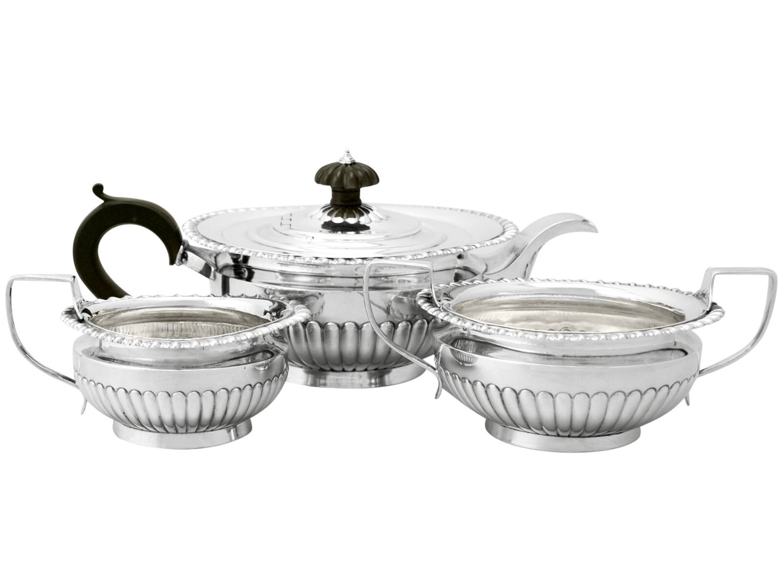 Antique Victorian, Sterling Silver Three Piece Tea Set - Queen Anne Style 992g