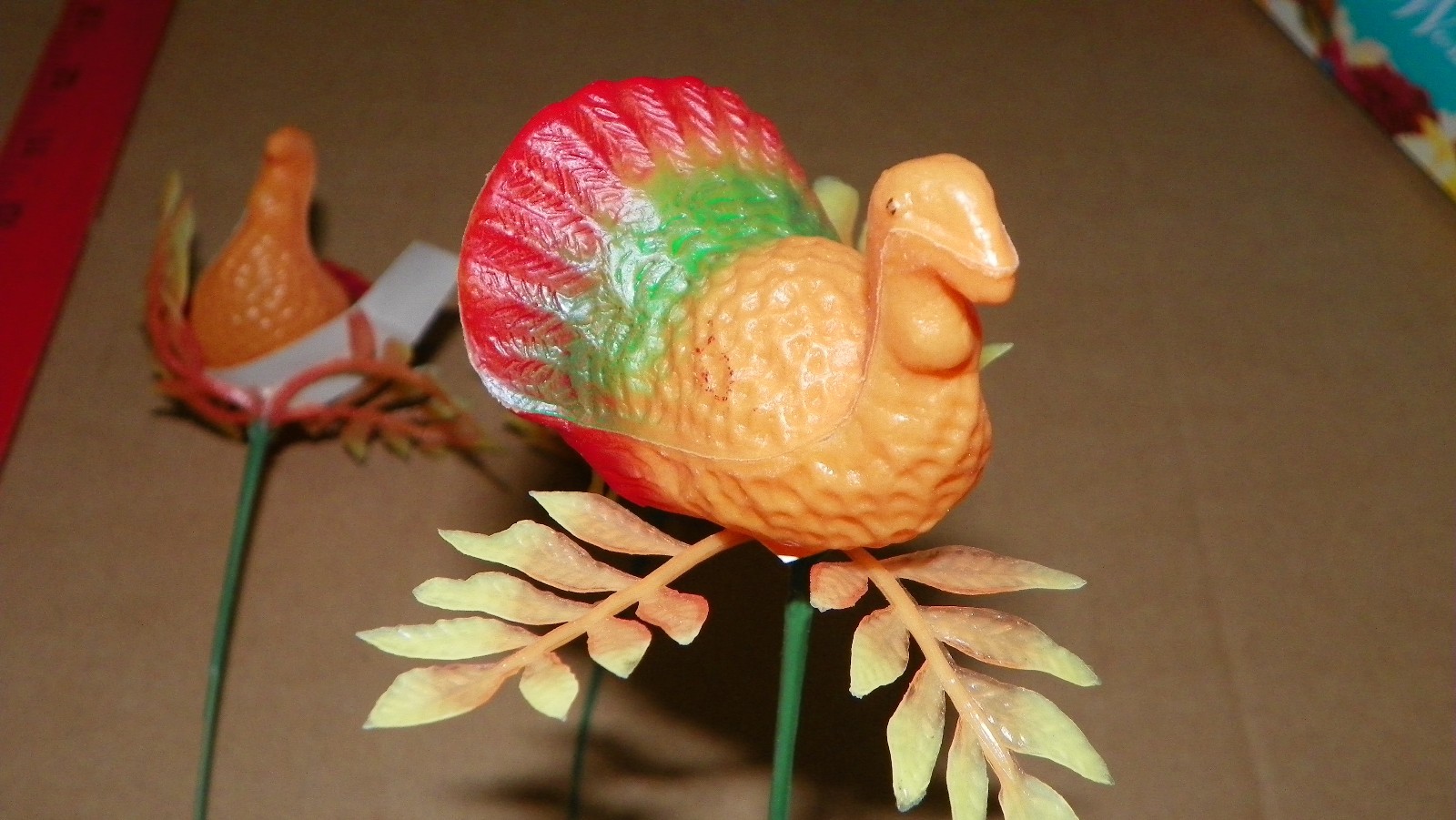 Lot of 3 Vintage Thanksgiving TURKEY Blow Mold Floral Picks Cake Topper Lot of 3 Vintage Thanksgiving TURKEY Blow Mold Floral Picks Cake Topper