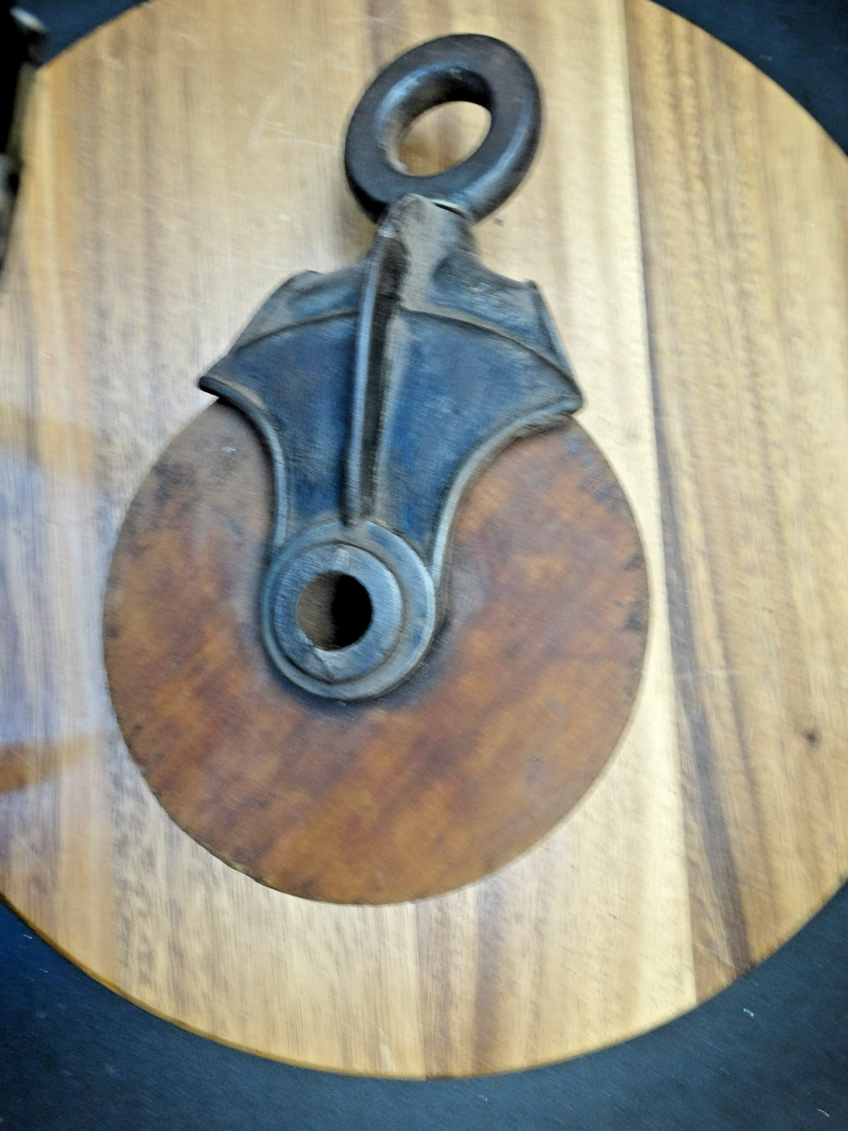 Antique F.E. MYERS Steel & Wood Tackle Pulley Block/ Wheel/ Barn Hay Trolley Antique F.E. MYERS Steel & Wood Tackle Pulley Block/ Wheel/ Barn Hay Trolley