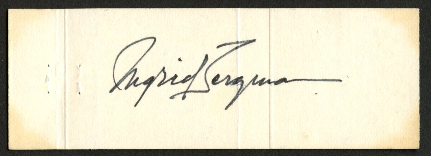Ingrid Bergman d1982 signed autograph Matchbook Cover Actress PSA Full Letter Ingrid Bergman d1982 signed autograph Matchbook Cover Actress PSA Full Letter