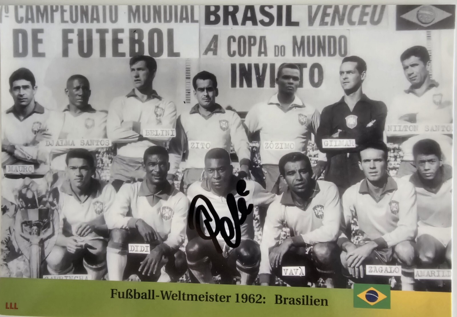 Pele XXL card signed original signature signed autograph signed autograph
